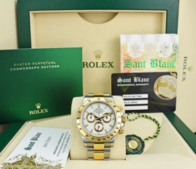 ROLEX - 18kt Gold & SS DAYTONA White Index Dial Fat Buckle 116523 - SANT BLANC - Image 1 of 4