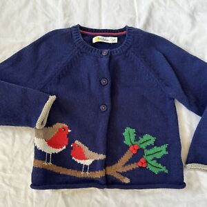 Mini Boden Navy Blue Swing Sweater GOLD THREAD Holiday Button Cardigan 2-3Y
