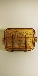 VINTAGE INDIANA GLASS AMBER RELISH/SERVING TRAY - Picture 1 of 17