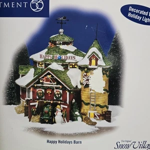 Dept 56 Original Snow Village Happy Holidays Barn 2005 Retired W/  Box Tested  - Picture 1 of 5