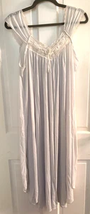 Vintage Miss Elaine Gray Lace Ruffle Sleeveless Nightgown Medium - Picture 1 of 5