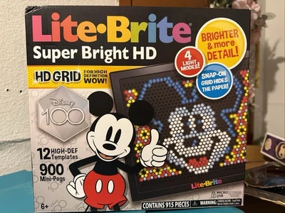 Lite Brite Disney Super Bright HD 12 Plantillas 100 Años Nuevo Caja Sellada Foto 1 de 4