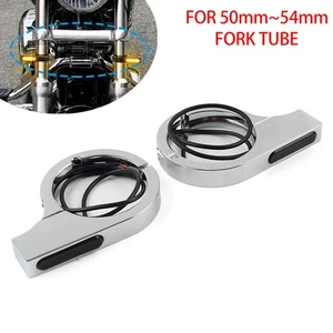 Chrome Motorcycle Fork Turn Signal Light Indicator LED Amber For Harley touring - Picture 1 of 11