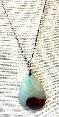 Fashion Necklace Silver Tone Italian Onyx  Stone Pendant P11 Lot 70A - Image 1 of 3