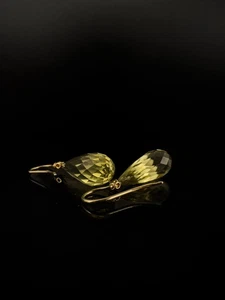 585 Ohrhänger Pampel facettiert Lemon Citrin Diamant Ohrstecker 14Kt Gelbgold 💎 - Bild 1 von 8