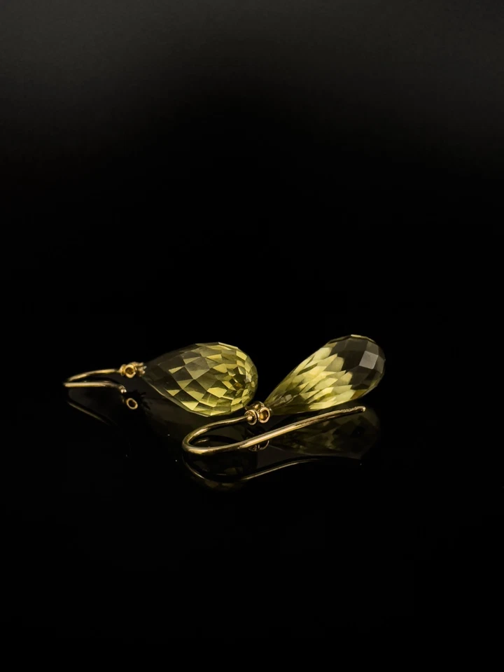 585 Ohrhänger Pampel facettiert Lemon Citrin Diamant Ohrstecker 14Kt Gelbgold 💎 - Bild 1 von 4