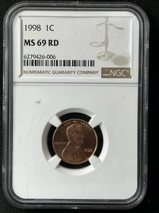 1998 1C RD Lincoln Memorial One Cent NGC MS69RD 6279426-006 - Bild 1 von 2