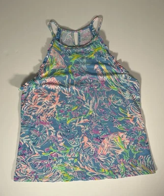 Lilly Pulitzer Coral Reef Seahorse Print Halter Sz L - Image 1 of 4