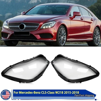 For 2015-2018 Mercedes Benz W218 CLS350 CLS500 CLS550 Pair Headlight Lens Covers Foto 1 de 4