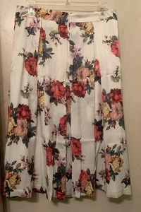 💥Tahari ASL Caressa Plissee Midi Rose Mehrfarbig Rock Aus. Weiß - 8 - Bild 1 von 17