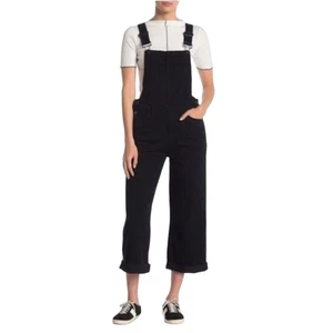 Paige Overalls Women's sz 24 Black Denim Nellie Cropped New Wide Leg New - Picture 1 of 10