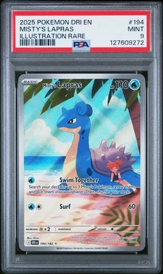 2025 POKEMON DRI EN-DESTINED RIVALS #194 MISTY'S LAPRAS ILLUSTRATION RARE PSA 9 - Image 1 of 2