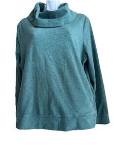 LL Bean Sudadera Lg Pequeña Verde Azulado Capucha Cuello Acogedor Pullover 297915 Poliéster - Imagen 1 de 6