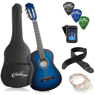 30-Inch Blue Acoustic Guitar Starter Kit for Students - Durable & Lightweight - Image 1 of 4