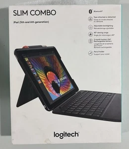 Logitech iPad Slim Combo Case Bluetooth Wireless Keyboard iPad 9.7" 5 & 6 Black - Photo 1/5