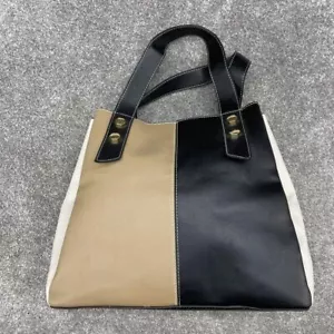 HELLBRAUN SCHWARZ KUNSTLEDER SCHULTERTASCHE Y2K PATCHWORK WEISS SCHULTERTASCHE - Bild 1 von 7