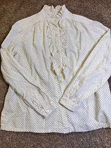 Camisa de manga larga floral cuello alto estilo años 80 vintage para mujer XL - 000791 - Imagen 1 de 8