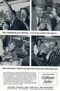 1965 Vista Dome California Zephyr Train Print Ad Dining Car Dome Car Photos - Picture 1 of 1