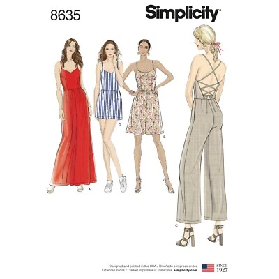SIMPLICITY 8635 MISSES DRESS JUMPSUIT ROMPER Sewing Pattern Sizes 6-14 & 14-22 - Image 1 of 4