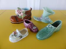 5 Small Collectible Ceramic Pottery Boots Various Sizes Colors