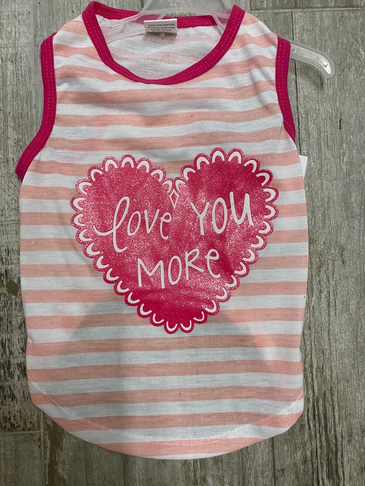 PET SPIRIT "LOVE YOU MORE" PINK & WHITE STRIPE SHIRT Puppy/Dog  small - Image 1 of 1
