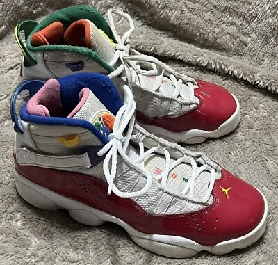 Nike Air Jordan 6 Anillos GS Multi Retro Tenis Zapatos CW7004-100 Juvenil Talla 7Y ** Foto 1 de 4