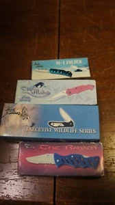 LOT OF 4 POCKET KNIVES M-1 FOLDER RAVEN EXECUTIVE WILDLIFE SERIES MALTESE - Picture 1 of 15