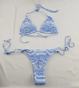 Damen 2 Teiler Triangel Badeanzug Neckholder Top ​Seitenbindeband Tanga Gr. L - Bild 1 von 15