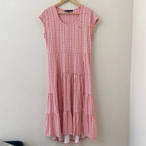 Tommy Hilfiger Midikleid Größe M rot weiß Print Stufen Drop Hem - Bild 1 von 6