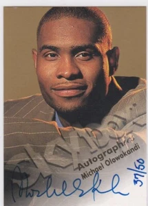 1998-99 Skybox Autographics Blue Ink Rookie Auto RC /50 Michael Olowokandi SP - Picture 1 of 2