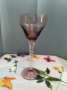Wine goblet Glass Clear Twist Stem 7” purple - Picture 1 of 3