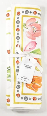 Williams-Sonoma TULIPANO LADYBUG Floral Table Runner 16x108 NEW 100% Linen Italy - Image 1 of 4