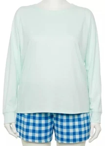 BNWT Juniors' Plus Size 1X (14W/16W) SO® Blue 2-Piece Top & Shorts Pajama Set - Picture 1 of 9