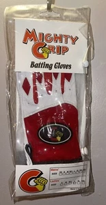 Mighty Grip Baseball/Softball Leather Batting Gloves - Red - Size Large - Picture 1 of 4