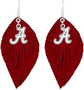 43373 Alabama Boho Earrings with Crimson Suede Leather - Picture 1 of 1