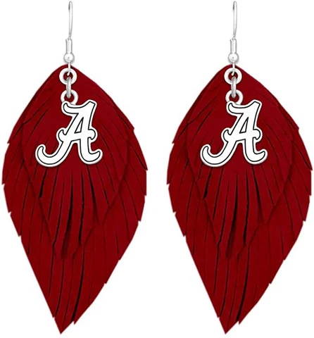 43373 Alabama Boho Earrings with Crimson Suede Leather Cover