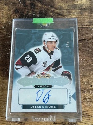 2016-17 UD Fleer Showcase Hot Prospects White Hot Rookie Auto Dylan Strome /5 - Image 1 of 4
