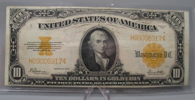 1922 Large $10 GOLD Certificate. Signers: Speelman/White. # H89006917 - Image 1 of 4