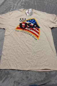 USA Olympic Wrestling Mens XL All American Club Single Stitch White T-Shirt NWT - Picture 1 of 11