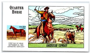 Cuarto de Caballo American Cowboy Collins Pintado a Mano Cachet Primer Día Cubierta (CL8 - Imagen 1 de 1