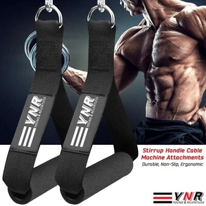 Heavy Duty Multi Gym Cable Machine Attachment Stirrup Handle Bar Resistance Gym - Picture 1 of 5