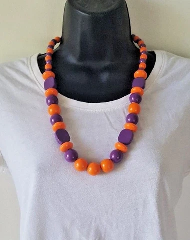 CLEMSON TIGERS BEADED NECKLACE 12" GAMEDAY JEWELRY (061005) ORANGE Cover