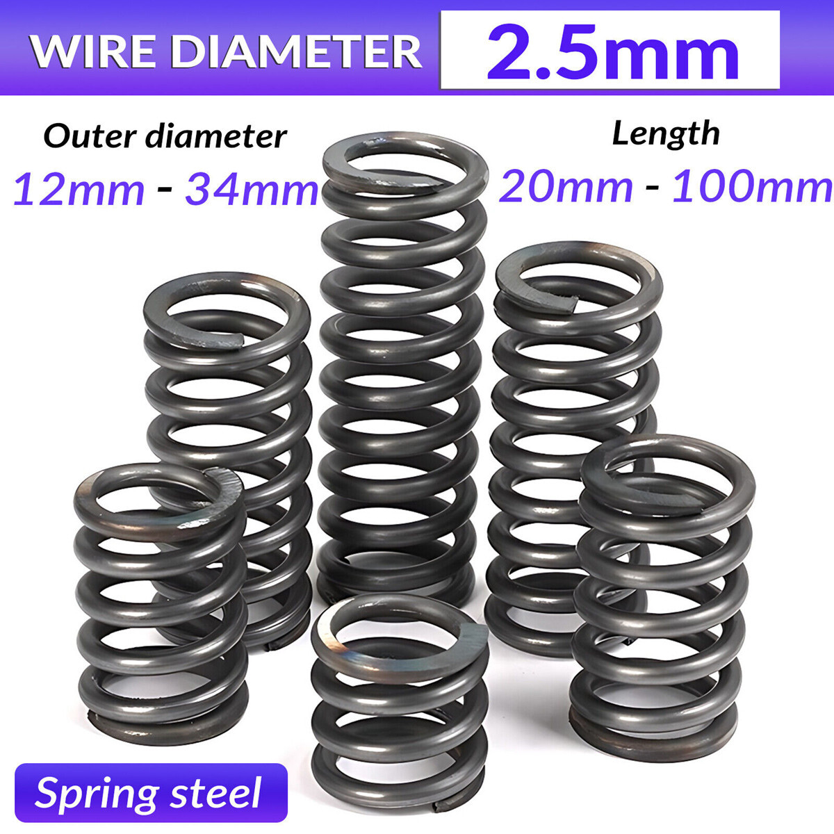 1.2mm Wire Diameter 12mm OD Springs Uxcell - 1.2mm Wire, 12mm OD, 20mm ...