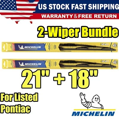 For Michelin 2-Wiper Blade Set fits listed Pontiac: 13-21-18 High Performance Foto 1 de 4