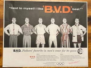 Vintage BVD Underwear Print Ad “Next to Myself I Like B.V.D. Best” Father’s Fav - Picture 1 of 1