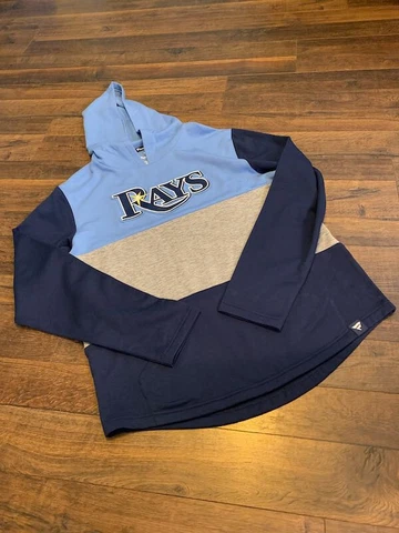 MLB TAMPA BAY RAYS men's poly hoodie sweatshirt, blue/gray, LARGE, New w/ tags Cover