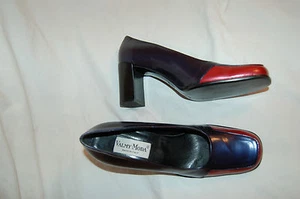 Zapatos Valmy Moda Mujer Talla 37 M Cuero Púrpura y Rojo Tacones Damas Trabajo - Imagen 1 de 11