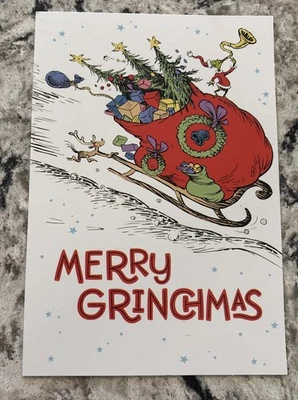 Christmas Grinch Merry Grinchmas Dr. Seuss Funny 5”x7” Hallmark Greeting Card - Image 1 of 4