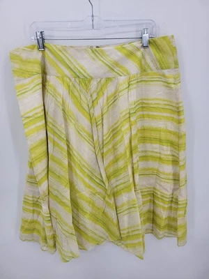 Falda Talbots Mujer 16 Amarillo Blanco Rayas Algodón Fluido Artístico Línea A Luz Foto 1 de 4