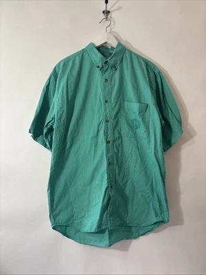 Bugle Boy Blue Green Button Down Short Sleeve Mens Shirt Size Large - Image 1 of 4